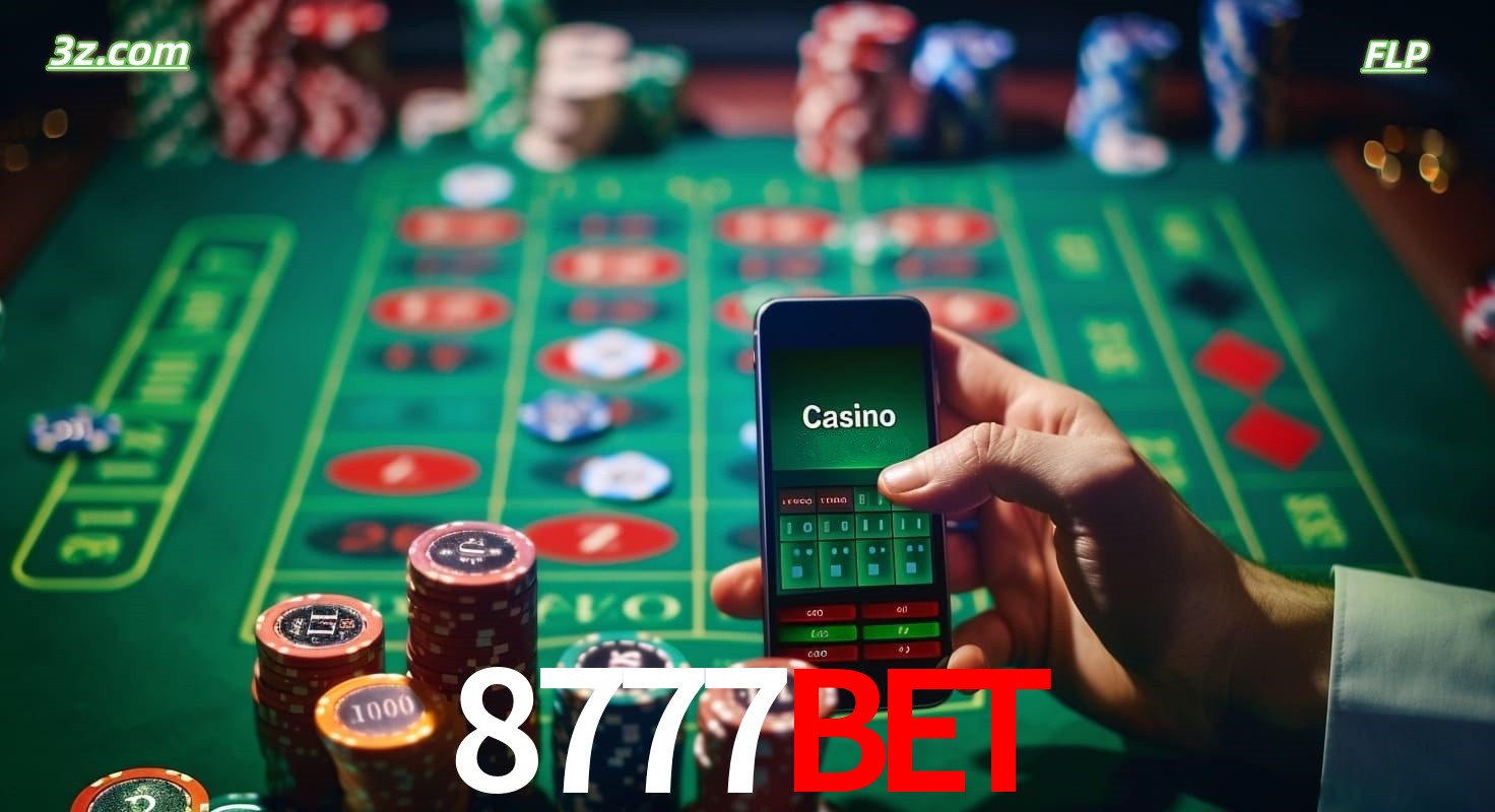 Cassino online móvel 8777bet com apostas em roleta e fichas de pôquer